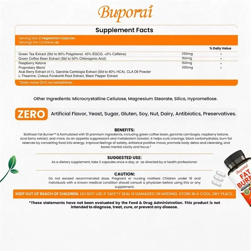 Fat Burner Capsules - Healthy  - Green Tea Extract Fat 评论和价格