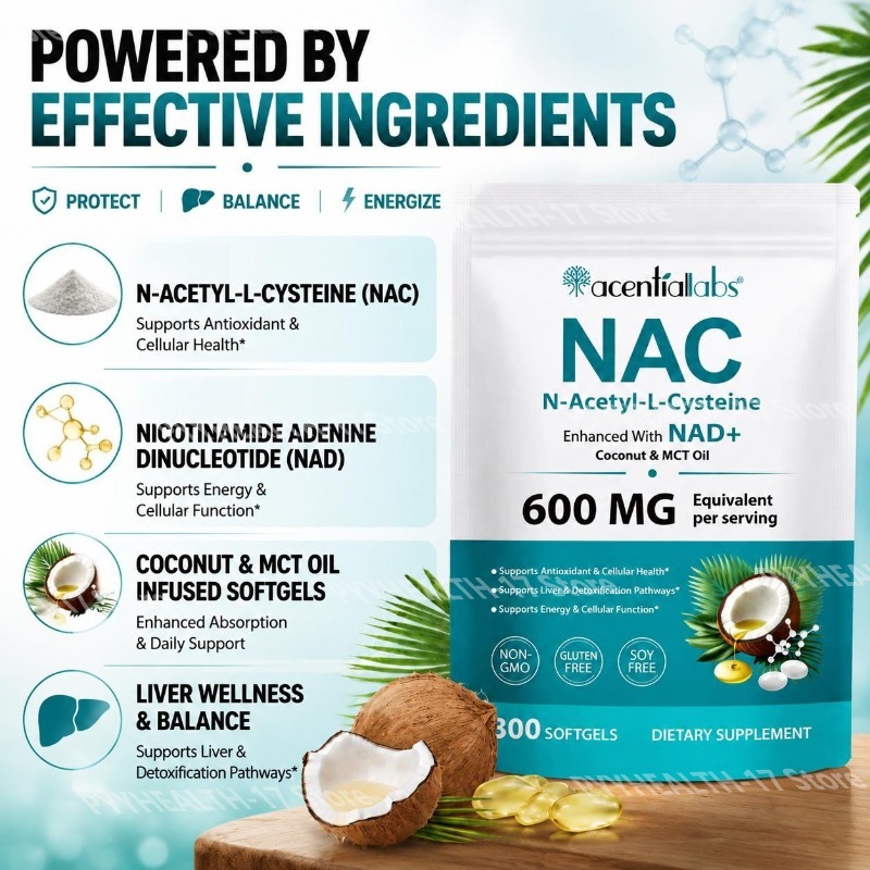 NAC (N-Acetyl-L-Cysteine) Soft - Mct Oil Coconut 评论和价格